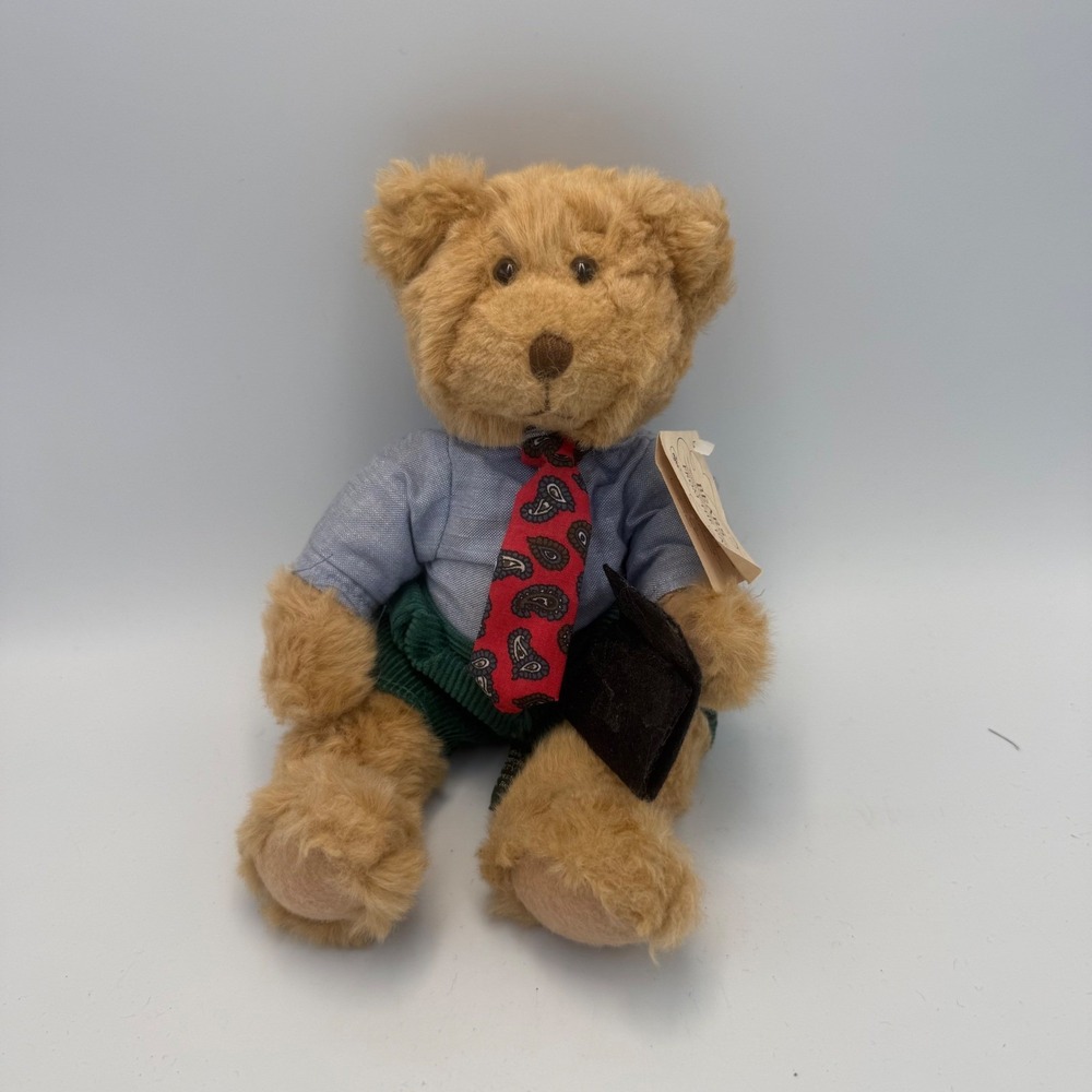 Russ Berrie Winston Teddy Bear Bears From The Past Plush 3358 Blue Shirt Tie 9in
